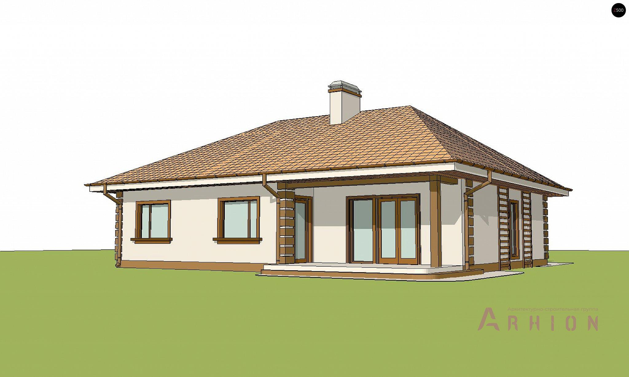 2. Проект одноэтажного дома в современном стиле с четырехскатной, Z86 bG, площадью - 132 кв c терассой